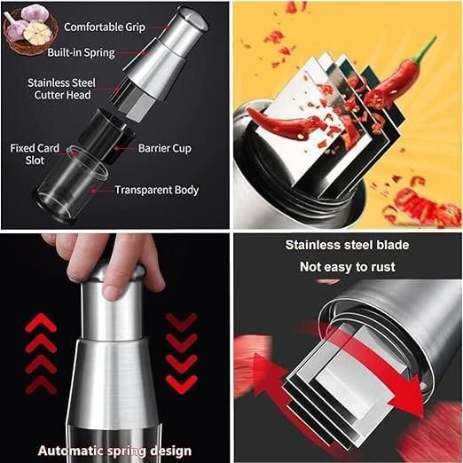 Hand Food Chopper & Garlic Press - Stainless Steel