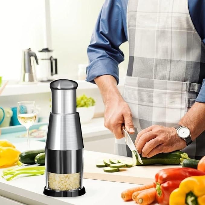 Hand Food Chopper & Garlic Press - Stainless Steel