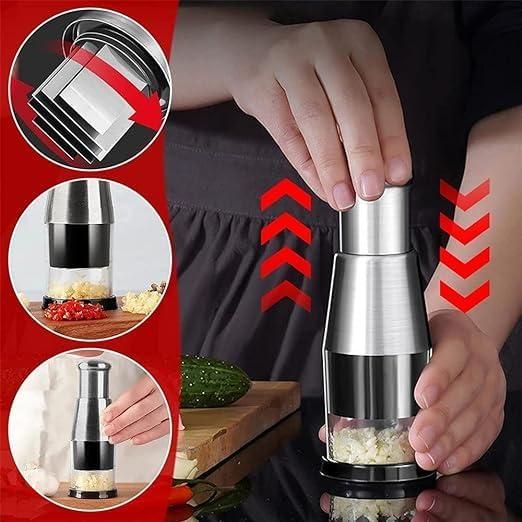 Hand Food Chopper & Garlic Press - Stainless Steel